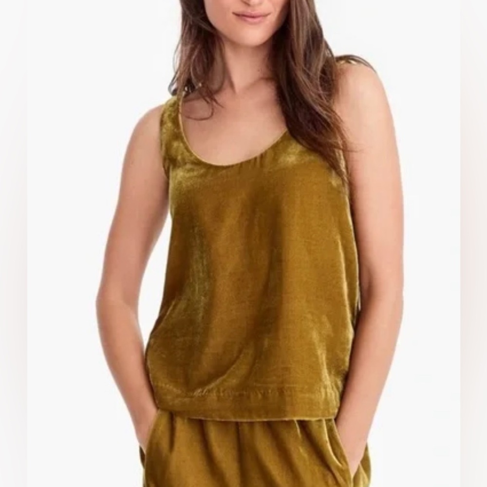 J. Crew Mustard Velvet Sleeveless Top
